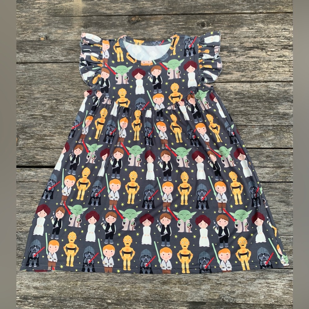 Star Wars 4-5T handmade dress ruffle sleeves toddler girl one of a kind OOAK